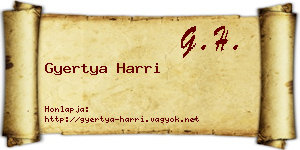 Gyertya Harri névjegykártya